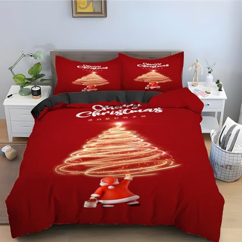 Housse couette en microfibre douce rouge 90x190 avec zip pour lit enfant