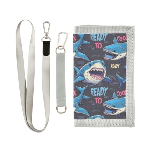 ALAZA Kids Wallets for Boys Girls Toddler Trifold Wallet Children Small Cool Shark with Zipper Coin Pocket