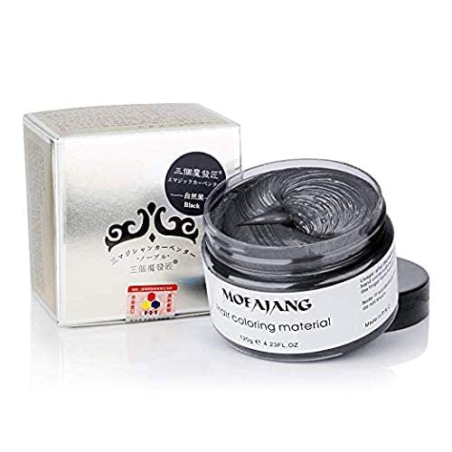 Temporary Hair Color Wax 4.23 Oz-Instant Hairstyle Cream Hair Pomades Hairstyle Wax For Party Cosplay Easy Cleaning (Black) #TOP2