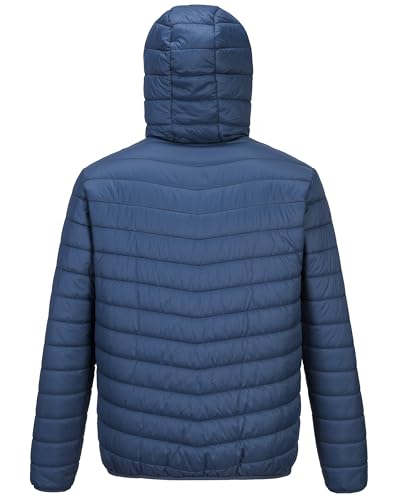 Outdoor Ventures Leichte Steppjacke Herren Übergangsjacke Packbare Puffer Jacke Winterjacke für Männer Zum Ski Wandern Reisen Navy Blau L