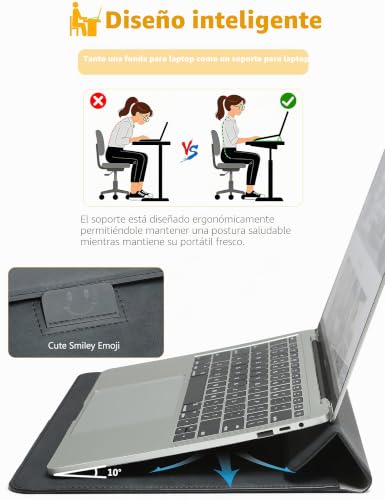 Funda MacBook Air 13,3 portátil para trabajar en cafeterías con soporte de grafito 2