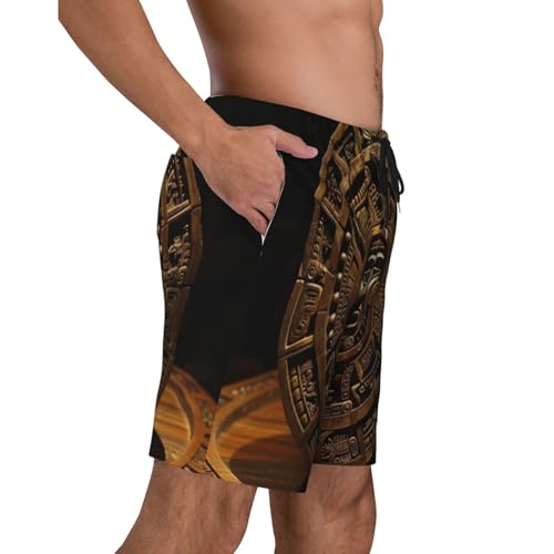 Vintage Compass Men Beach Pants â€“ Swim Trunks for Men,Quick-Dry and Comfortable, Suitable for Beach, Surf, and Everyday Wear Black3