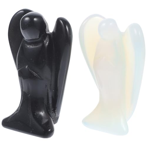 OFFSCH 2piezas Escultura De Ángel De Cristal Decoración De Angelito Adorno Hogar