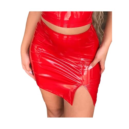 Women's High Waist Faux Leather Classic Mini Pencil Skirt Bodycon Slim Mini Club Skirt2