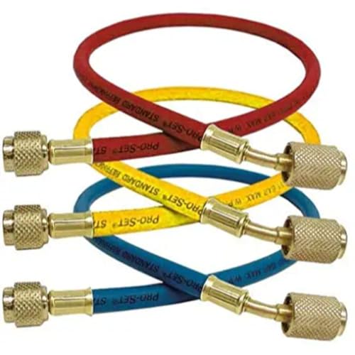 Image of CPS HP6A 3-Pack Premium Hoses with MicroSeal Valve | 1 /4 inch, 6ft Length | 800 Psi Rated; All-Weather Flexibility | Ideal for Refrigerant Charging