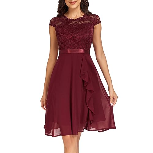 Vestidos de gasa de moda para mujer, de encaje, cuello redondo, talla grande, vestido de vacaciones, verano, favorecedor, playa, casual, elegante, para novia, primavera, cita, noche, 2026, sexy