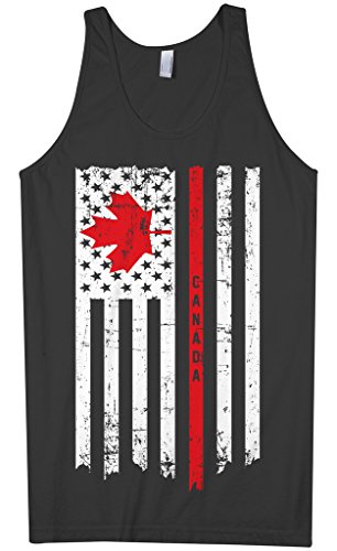 Threadrock Men's Canada USA Canadian American Flag Tank Top S Black
