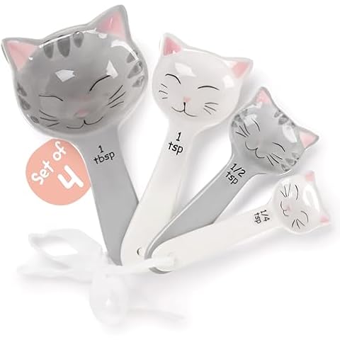 Trendsettings Cat Shaped Ceramic Measuring Spoons Cover