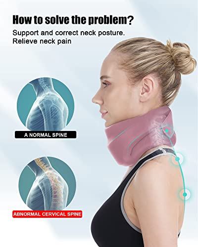 Image of Neck Brace for Sleeping - Cervical Collar Relief Neck Pain and Neck Support Soft Foam Wraps Keep Vertebrae Stable for Relief of Cervical Spine Pressure for Women & Men Rose Pink Small Size