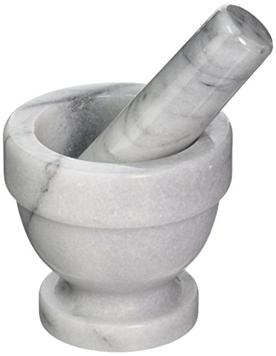 Fox Run Small Marble Mortar and Pestle Set, White, 3.5"