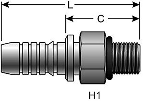 Image of Gates 169-2000-1212 GlobalSpiral Series Couplings, Male O-Ring Boss, 3 /4 inch ID