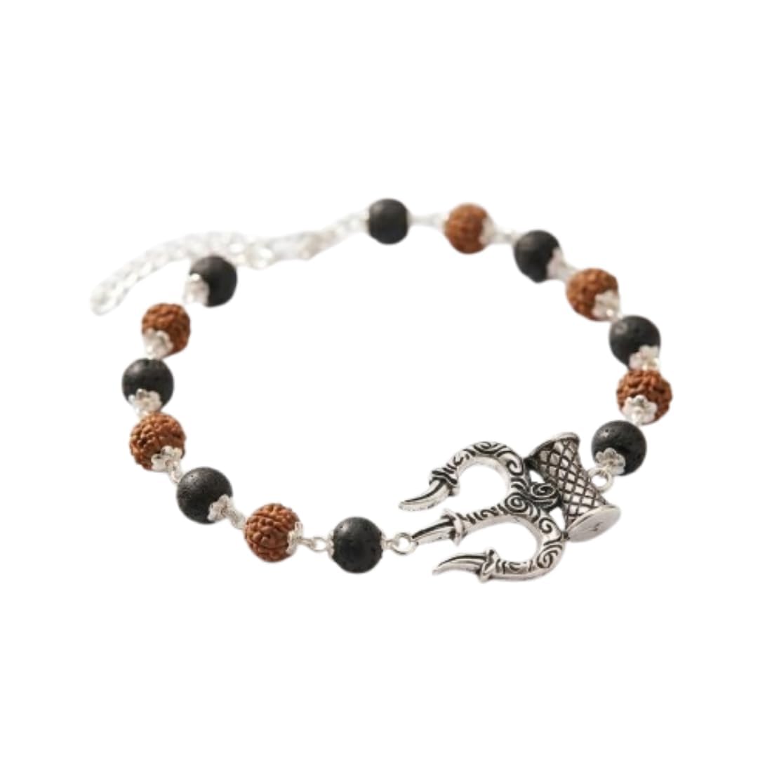 Rudraksha Karungali Trishul Bracelet for Men & Women | Rudraksha Beads with Karungali Wood and Trishul Charm Adjustable Spiritual Bracelet for Meditation Yoga Daily Wear Gift-image-35