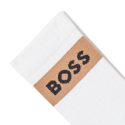 BOSS 3 Pack Iconic Logo Ribbed Socks Gfit Set, white oak, 7-134