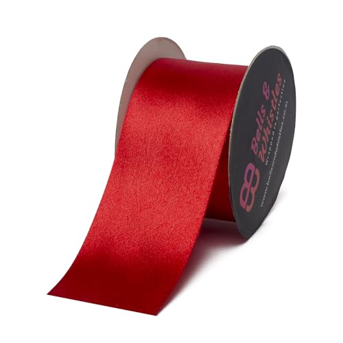 Image of Bells&Whistles Red Dual-Faced Satin Christmas Ribbon (Length: 10 Yards Width: 2 inch)
