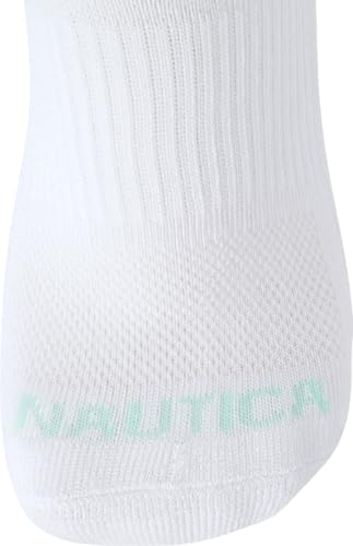 Image of Nautica Womens Quarter Socks Cushioned Moisture Wicking Socks, 12 Pack | Stretch Performance Dri-Motion Fabric, Cushioned with Arch Support, Breathable Mesh Panels, Quarter Cut, Shoe Size 4-10