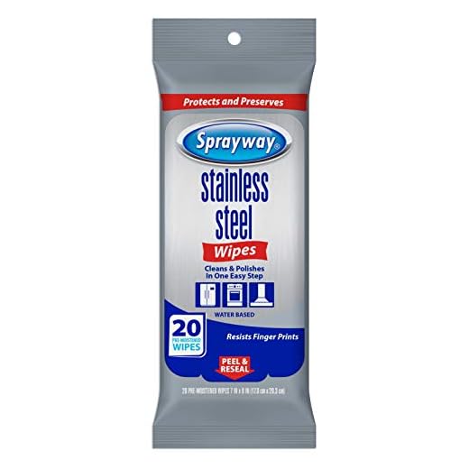 Sprayway Stainless Steel Wipes, Water Based, 20 Count (Pack of 1) (SW5012R)