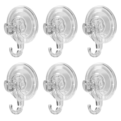 DecorDwell 6 Pack Saugnapf Haken, Mehrzweck Saugnäpfe, Saughaken Ohne Bohren, Wiederverwendbar Transparent Saugnapfhaken, Extra Stark Vakuumhaken, Wandhaken bis zu 3 kg für Küche Bad, 7cm Durchmesser