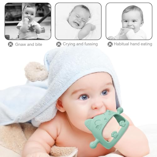 Image of Baby Teething Toys for Babies 0-6 Months,Baby Teether Chew Toys for Teething Relief,Silicone Teething Mitt,Baby Toys 6 to 12 Months,Ideal Baby Shower Gifts for New Moms & Newborn(Cartoon Cat)