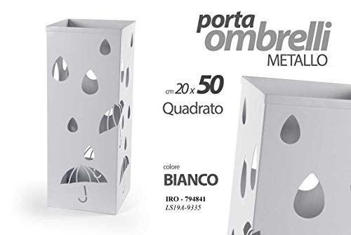 GICOS IMPORT EXPORT SRL Porta ombrelli in Metallo Bianco Quadrato Shabby Chic 20 * 50 cm portaombrelli IRO-794841