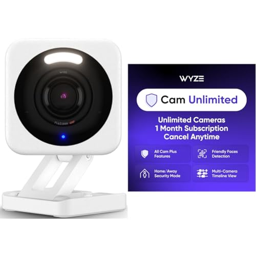WYZE Cam v4 White 2-Pack Cam Unlimited Monthly, Covers Unlimited Cameras, Auto-Renews at $9.99/Month, Activation Required, Cancel Anytime - image 1