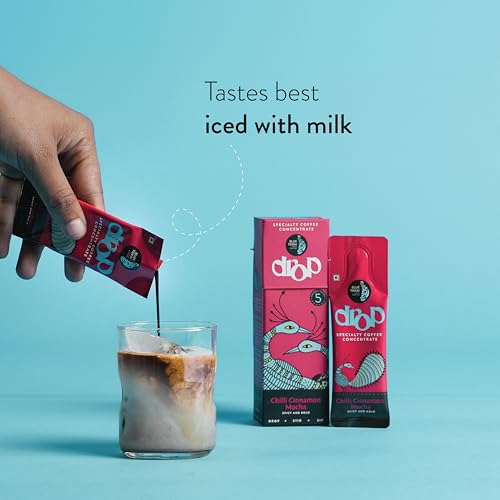 Image of Blue Tokai Coffee Roasters Drop Chilli Cinnamon Mocha | Liquid Coffee Concentrate | 100% Arabica | Ready to Use Coffee | Hot or Cold | Pack Of 5 Sachets | 20ML Each | Instant Coffee