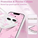 UEEBAI Magnetic iPhone 14 & 13 Case, Bow Compatible With MagSafe, Wireless Slim Clear Ribbon Phone Cover Anti-Yellowing Shockproof Protective for Women Girl - Pink - Image 3