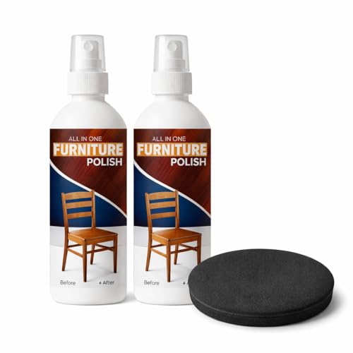 Image of All-in-One Wood Furniture Polish Spray (Pack of 2 x 100ml) with Applicator Sponge | Scratch Remover, Cleaner, Shiner & Protector for Wooden Surfaces | Restores Natural Gloss Finish