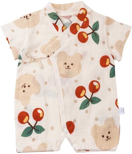 Image of BINIDUCKLING Baby Kimono Cotton Muslin Romper Clothes Newborn - 24 Months