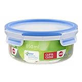 Lieferumfang: 1 Emsa Frischhaltedose mit Deckel, Volumen: 0.85 Liter, - Maße: 16.7 x 7 cm (Ø x H), Farbe: Transparent/Blau