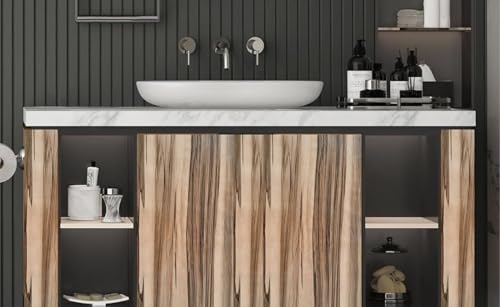 Image of HOME13 Self Adhesive Wood Grain Wallpaper for Furniture Vinyl Sticker Wooden Door Desktop Wall Paper Kitchen Wallpaper (2 feet by 5 feet, Smokey Wooden)