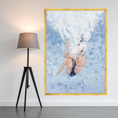 Décoration murale toile piscine et nageuse pour ambiance estivale de maison