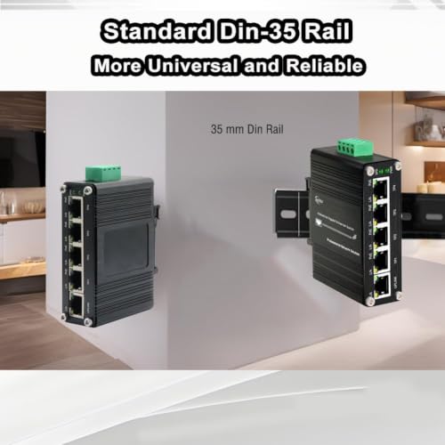 Industrial Gigabit 5-Port 802.3at PoE Switch con 1 Puerto Uplink | Switch Ethernet 10Gbps con función PoE Booster y soporte para montaje DIN-Rail miniatura 6