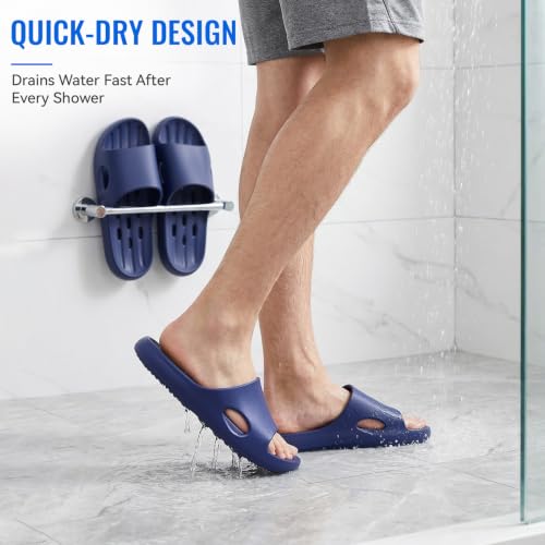 Image of Aoowoll Mens Shower Shoes With Holes Dry Quickly Bath Slippers Womens Non Slip Indoor Home Bedroom Pool Spa Guest College Dorm