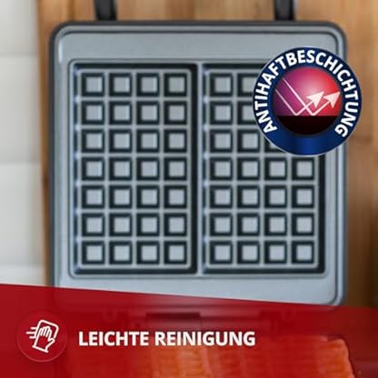 MPM - MGO24 - Waffeleisen - mit Platten für 2 Waffeln nach belgischer Art - Dicke Waffel - Viereckig - Doppelt - mit Antihaftbeschichtung und Thermostat - 1400 W - Elektrisch - Schwarz – Bild 6