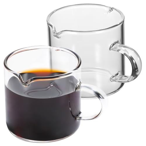 FUNNETOYU 2piezas Tazas De Café De Vidrio Borosilicato Alta Resistencia Tazas Para Espresso y Té Con Asa Cómoda Diseño Transparente Capacidad Media Aptas Para Hogar y Oficina