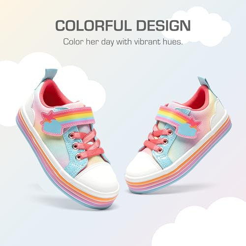 DREAM PAIRS Girls Rainbow Shoes School Sneakers,Blue,12 Little Kid - image 3
