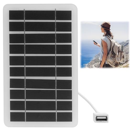 Panel Solar Portátil de 2W 5V con Conector USB, Cargador Solar Duradero y Resistente al Agua para Viajes, Teléfono Móvil, Power Bank para Actividades al Aire Libre, Marco de Placa Epoxi Robusto ﻿
