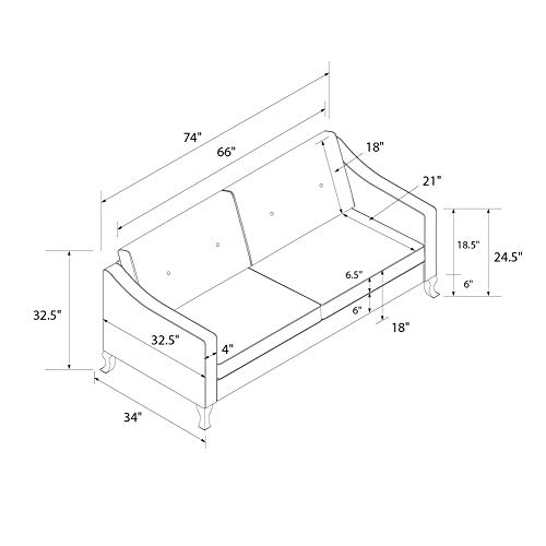 Mr. Kate Tess Sofa With Soft Pocket Coil Cushions, Small Space Living Room Furniture, Blue Velvet #TOP1