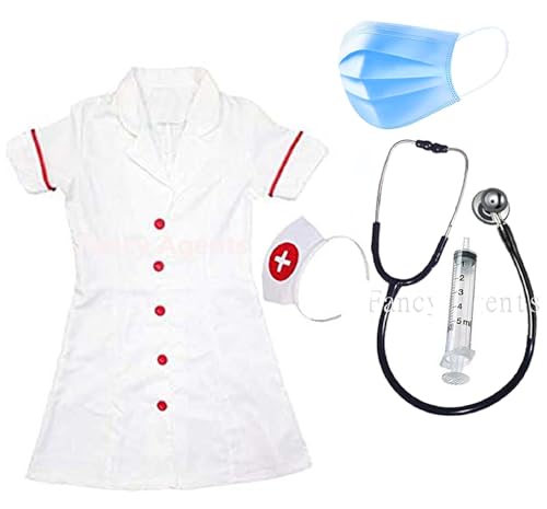 Image of Doctor Dress for kids |surgeon dress for boys and girls | Kids Doctor Costume Set with Stethoscope, Mask, and Injection for School Annual Functions, Role Play, and Special Events