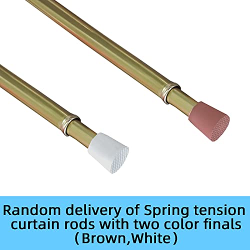 Kowibcl Curtain Rod Adjustable Length, Spring Tension Curtain Rods For Kitchen, Bathroom,Window, (Brass - 2Pcs,18" To 28") #TOP2