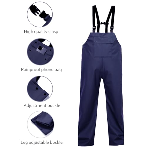 Rain Suit For Men Waterproof Heavy Duty Rain Gear Outdoor All-Sport Work Fishing Jacket & Trouser Raincoats (Blue, XL)