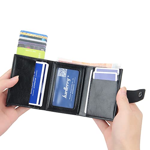 Anti-Degaussing Card Holder, Men's Aluminum Box Anti-Magnetic Theft Brush Neutral Card Holder Rfid Short Buckle Automatic Elastic Card Holder (Black)3