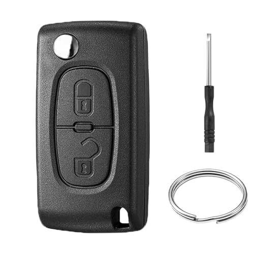 2 Boutons Coque Clé CE0523 Compatible avec Peugeot 207 307 308 SW 3008 5008 Partner et Citroen C3 Picass C2 C4 C5 C6 C8 Télécommande Cle à Rabat Pliable...