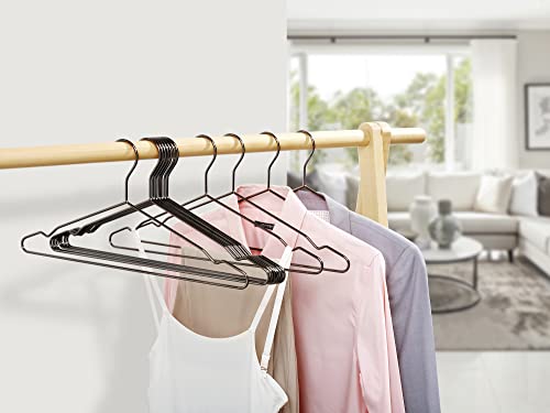 Amber Home 17" Shiny Black Nickel Strong Metal Hanger 10 Pack, Black Clothes Hangers, Heavy Duty Coat Hangers, Standard Suit Hangers For Jacket, Shirt, Dress (Black Nickel, 10) #TOP1