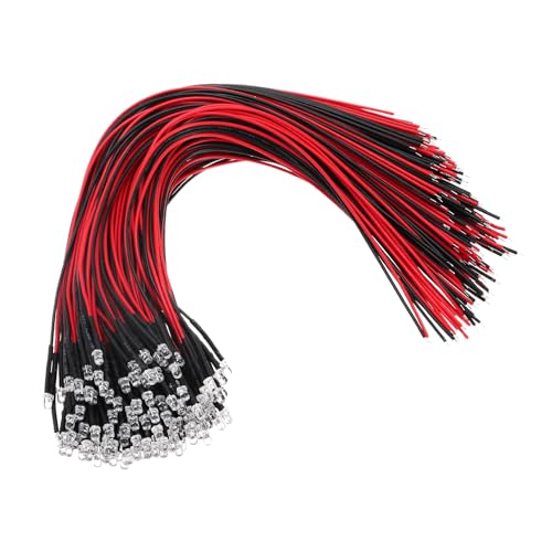 Image of PATIKIL 3mm LED Diode Light, 120 Pcs 9-12V DC Pre Wired Mini LED Lights Bulb Light-emitting Lamp for RC DIY Indicator Lighting, Red