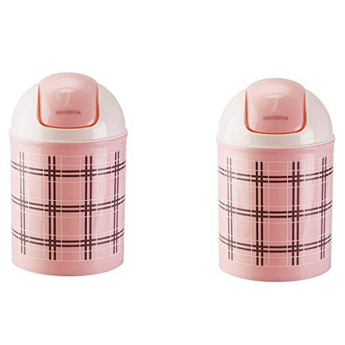 Bins Dustbin Trash Can Creative Shake Lid Garbage Container Bin Bathroom Powder Room Bedroom Kitchen Office Plastic Storage Bucket Rubbish Bin (Color : Gray+Pink) (Pink+Pink)