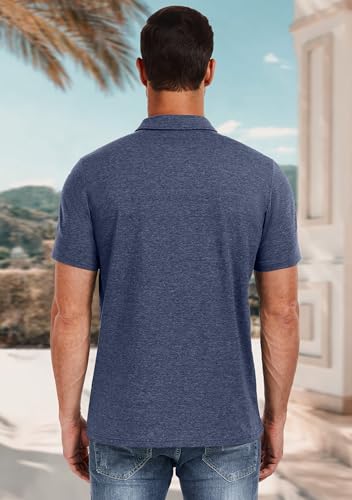 PEGENO Mens Polo Shirts Short Sleeve Casual Cotton Golf Shirts Performance Polo Shirts for Men3