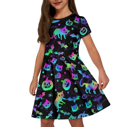 Image of Short Sleeve Dress for Girls with Pockets Cute Toddler Girl Clothes Summer 2-12