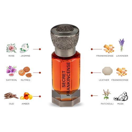 Image of Swiss Arabian Secret Frankincense - Luxurious Concentrated Perfume Oil - Long Lasting Artisan Perfume with Notes of Rose, Violet, and Oud - 0.4 oz
