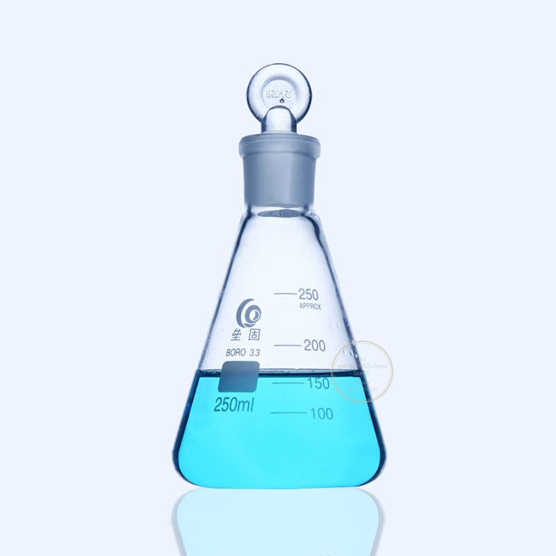 Frasco de vidrio para laboratorio, Matraz cónico de vidrio de silicato de 50 ml a 1000 ml con tapón de anillo esmerilado n.° 24 y n.° 29 (1 unidad/lote)(1000ml N0.29)